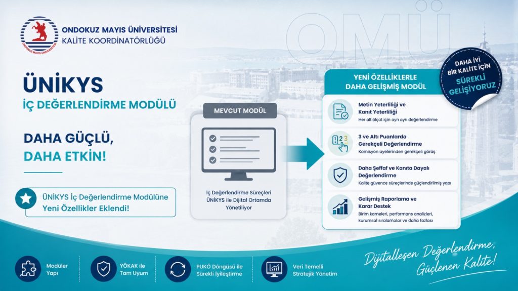 ÜNİKYS İç Değerlendirme Modülünde Yeni Özellikler: Birim İç Değerlendirme Süreçleri Daha Etkin Yönetilecek
